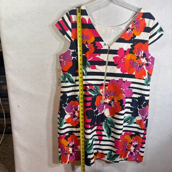 NWT Eliza J  Multicolor Floral Striped Dress Sheath Career Cocktail Cap Size 20W - Picture 4 of 8